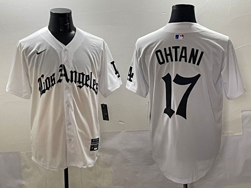 Men 2025 Los Angeles Dodgers #17 Ohtani White Five generations Joint Name Nike MLB Jersey style 518